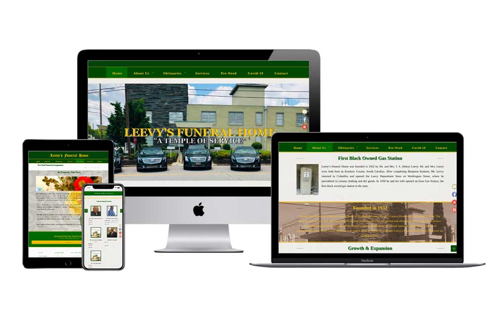 Leevy's Funeral Home website on responsive layout design for all devices