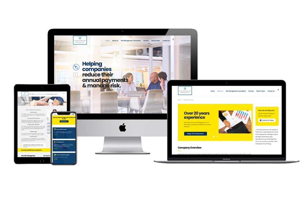Alternative Insurance Management website on responsive layout design for all devices