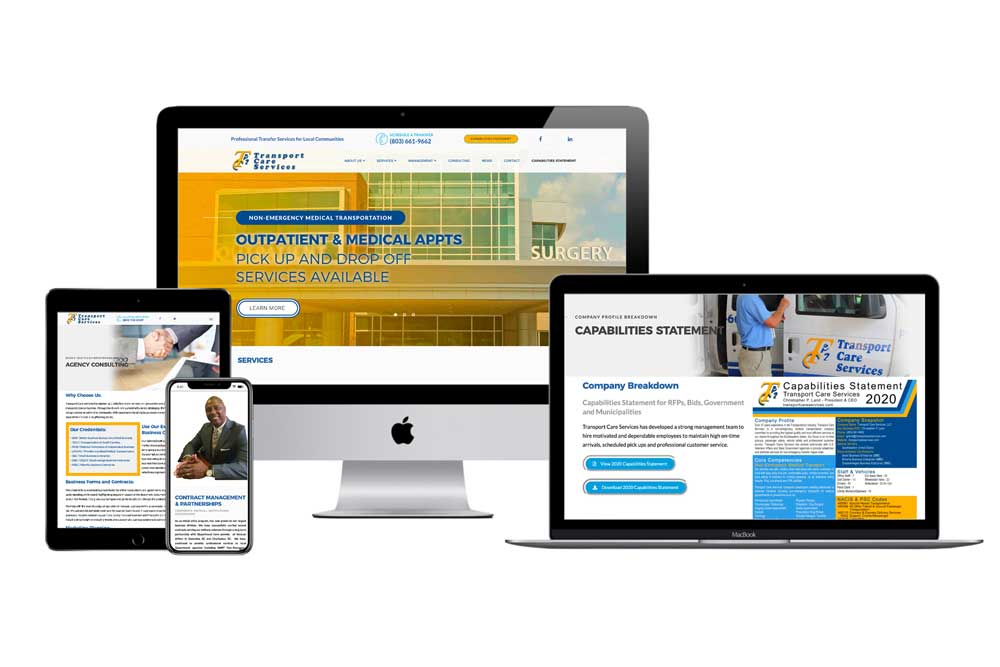 Transport Care Services website on responsive layout design for all devices