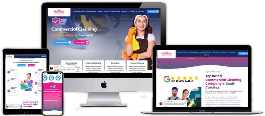 Palmetto Commercial Services website displayed on different devices