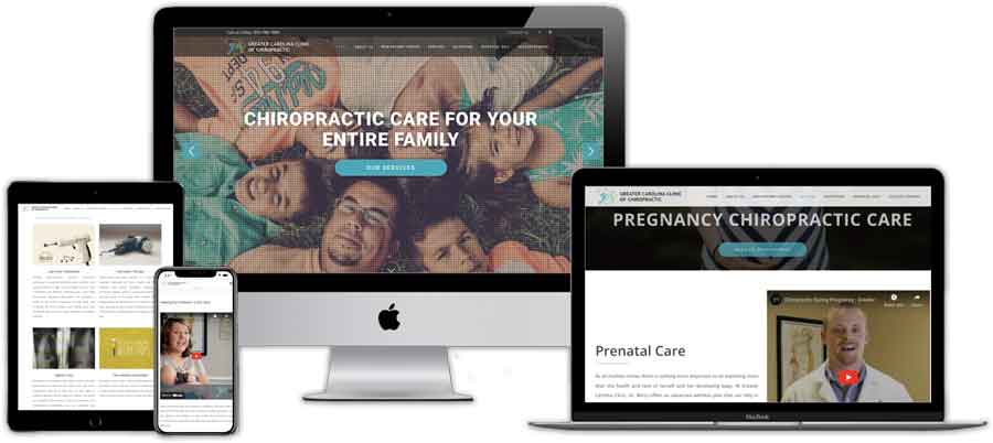 Greater Carolina Clinic of Chiropractic website displayed on different responsive devices