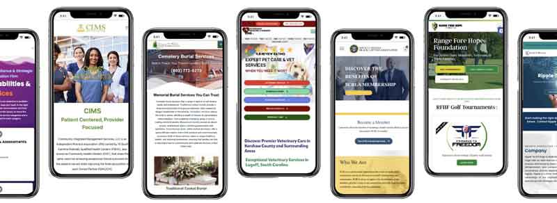 GSD client websites displayed on iphones