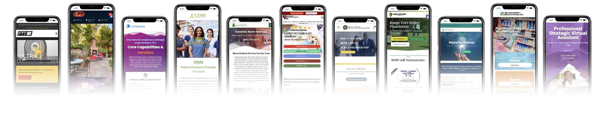 GSD client websites displayed on iphones