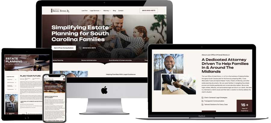 Law Office of Israel Stone Jr device mockup - designed by Greene Street Designs